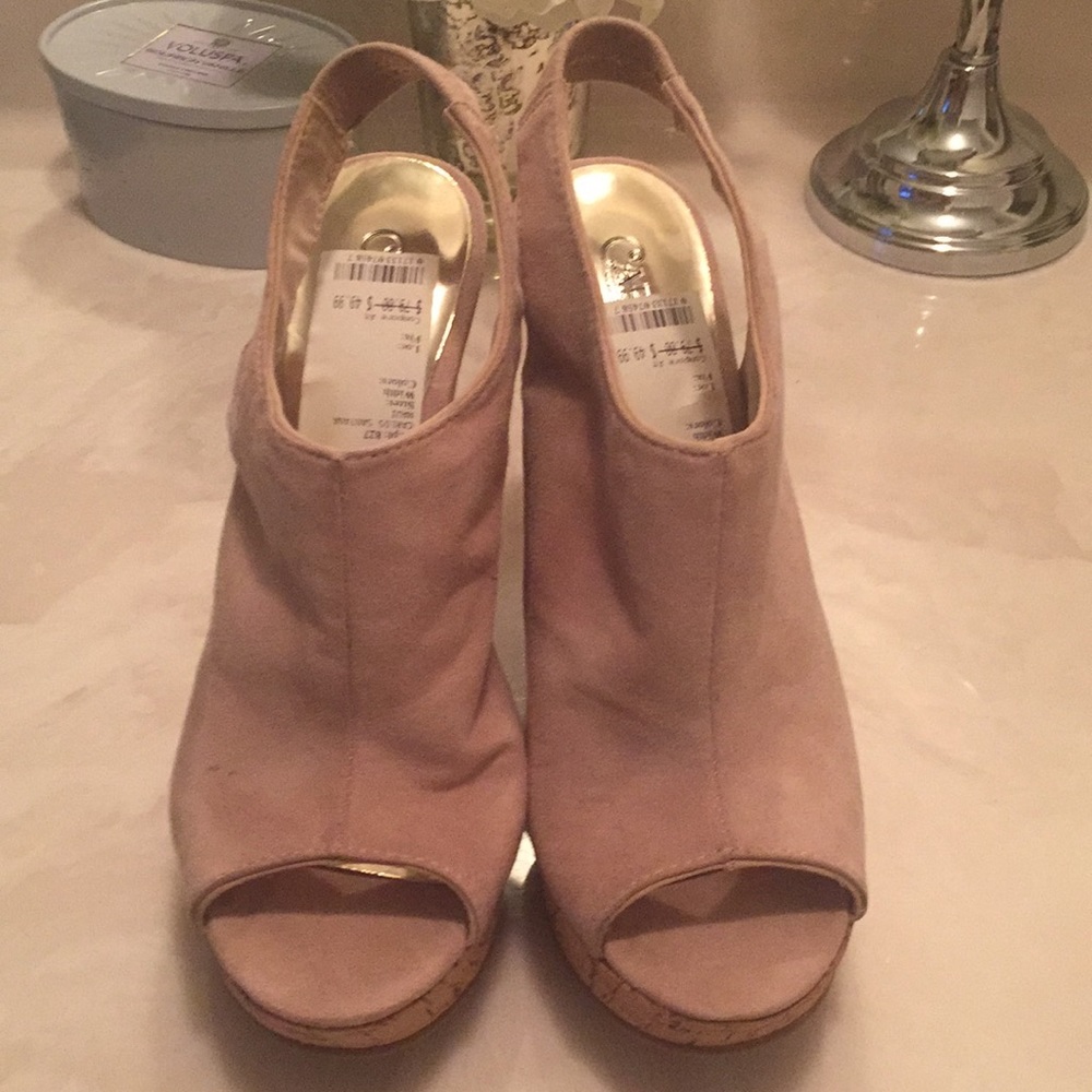 Tan suede wedges